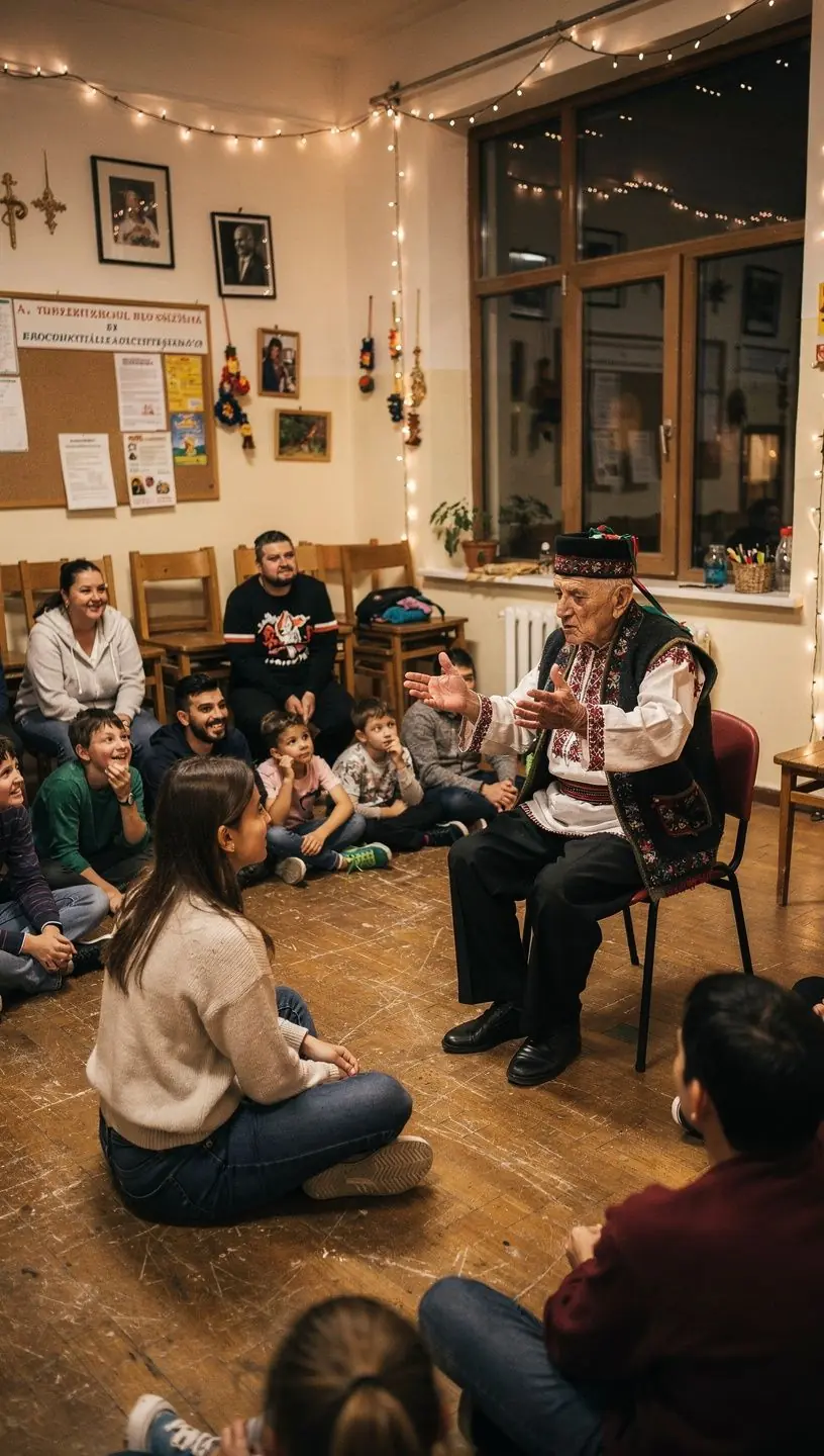 Expert local prezentând informații relevante în fața unui public atent.